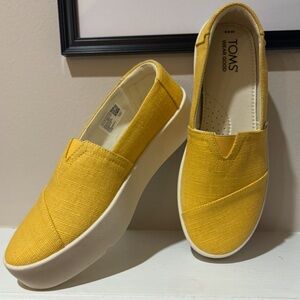 TOMS Sunny Yellow Platform Slip-Ons